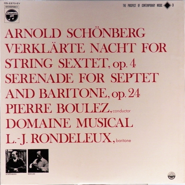 виниловая пластинка Arnold Schönberg. Verklarte nacht, Op. 4 / Serenade, Op. 24 (Отличный звук!)